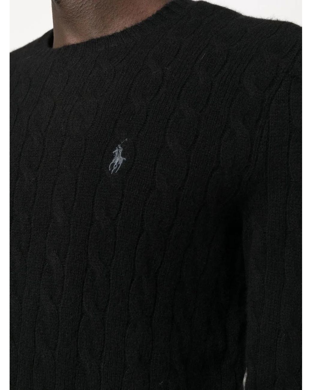 Polo Ralph Lauren Black Cable Wool And Cashmere Sweater for men