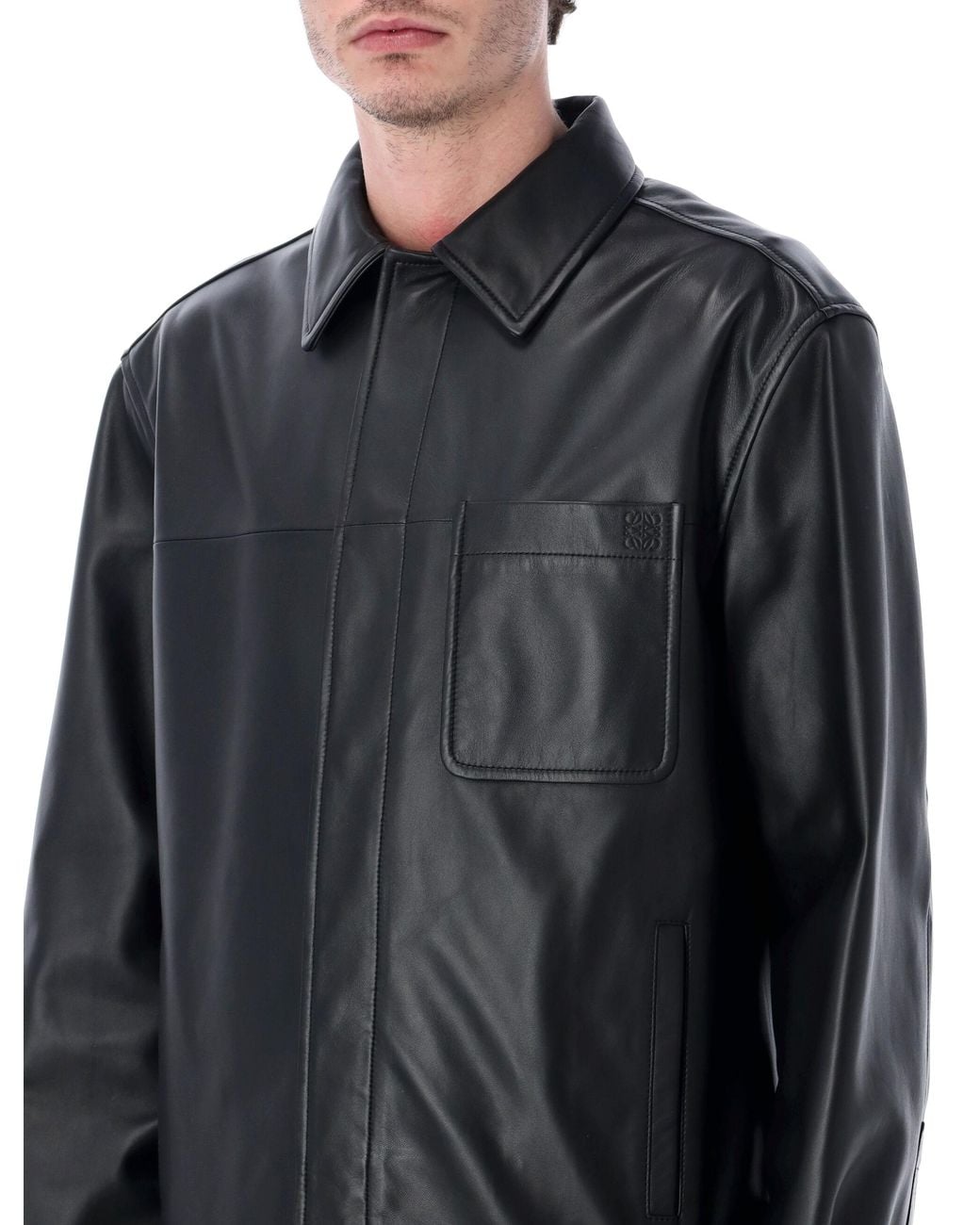 Loewe Blue Leather Jacket for men