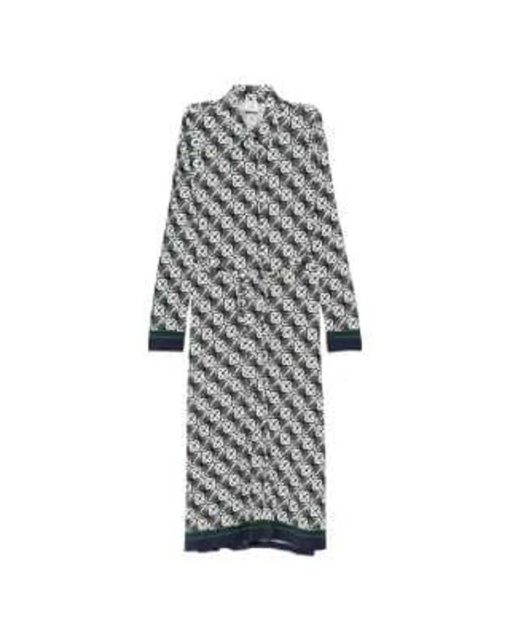 Casablanca White Monogram-Print Long-Sleeve Midi Dress
