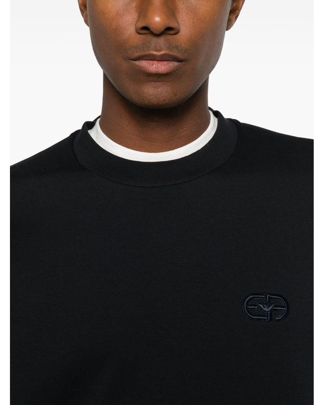 Emporio Armani Black Logo Cotton Sweatshirt for men