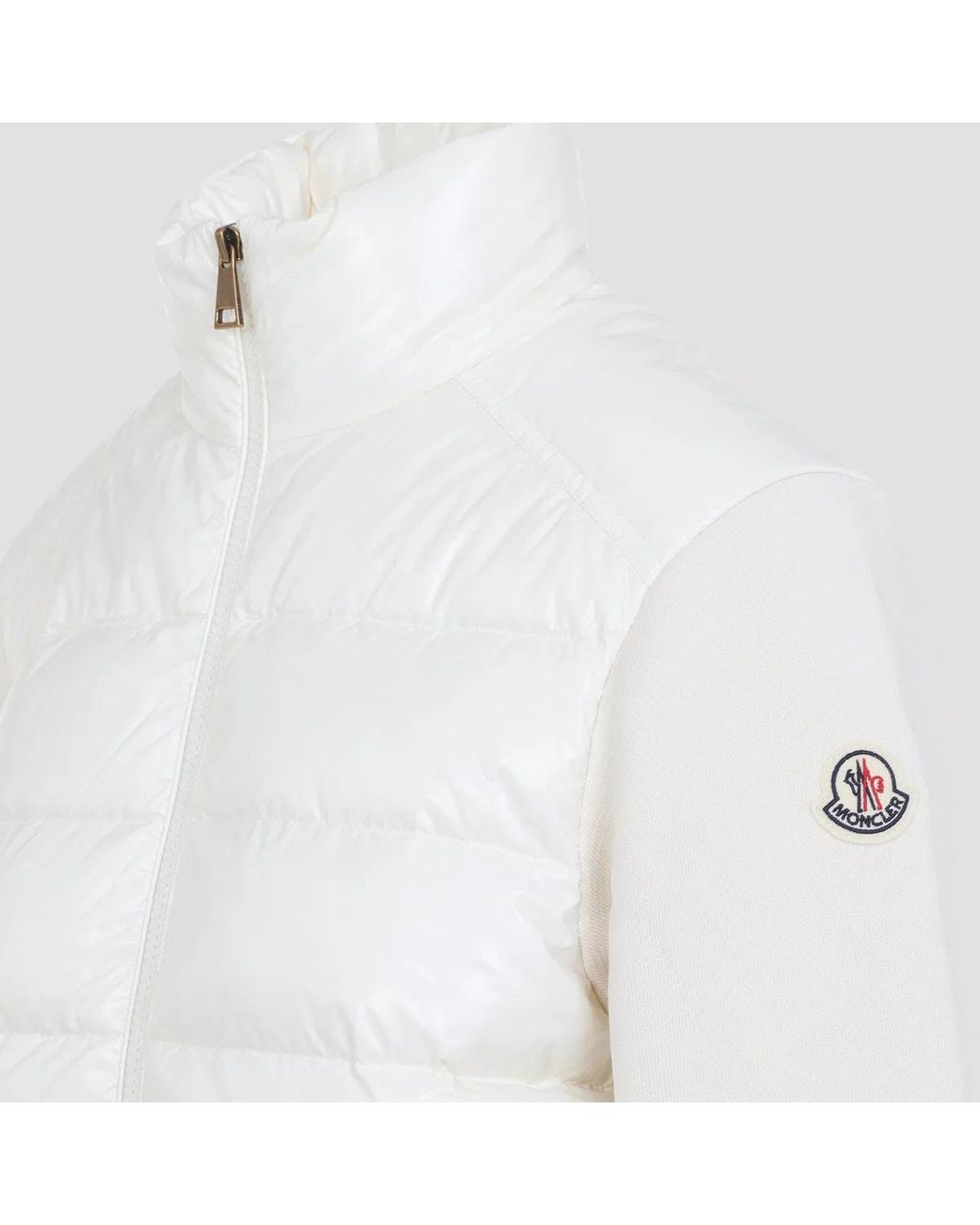 Moncler Natural Wool And Nylon Padded Cardigan