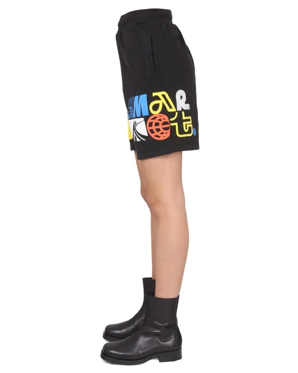 Market Black Bermuda With Logo Print