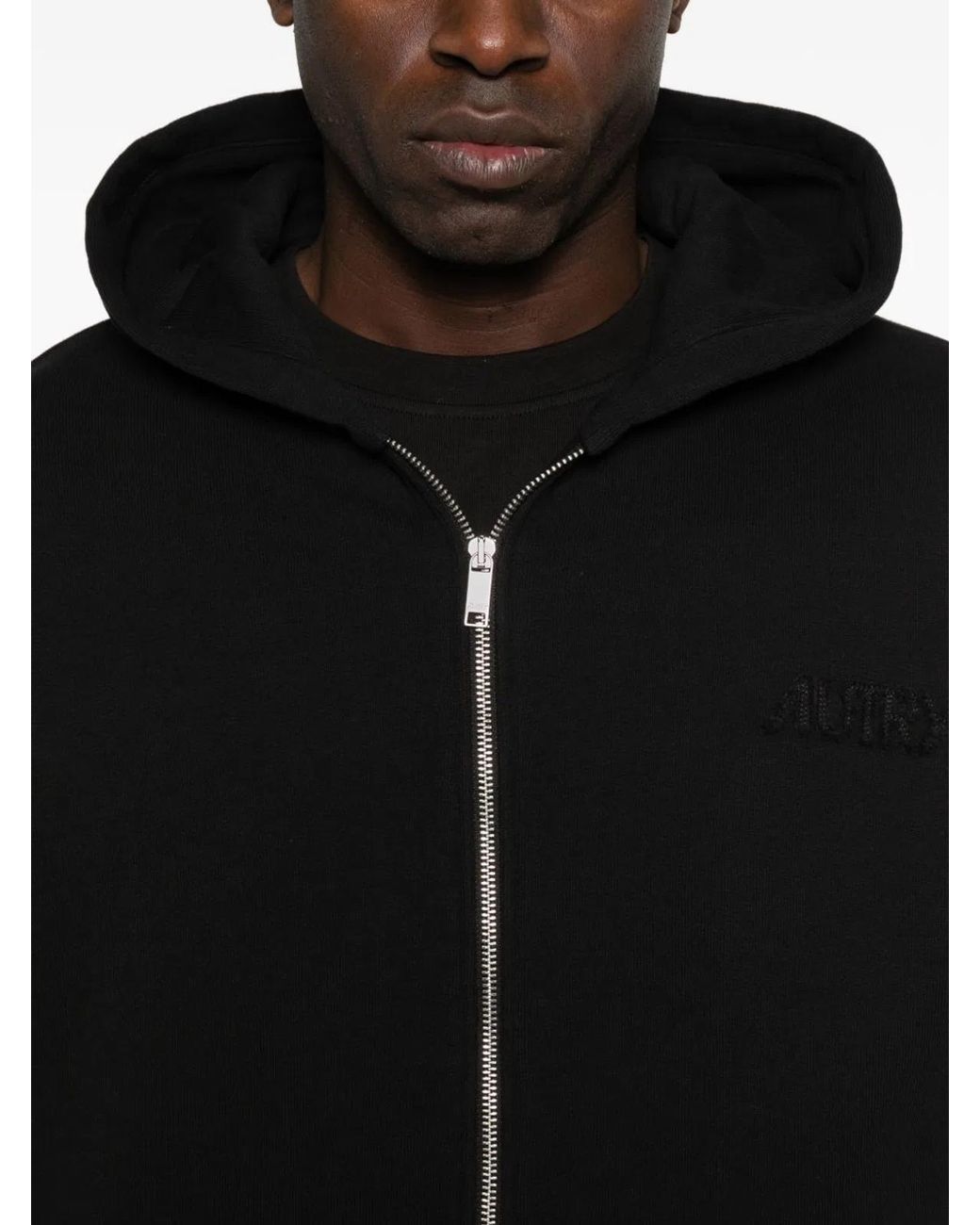 Autry Black Hooded Zip Front Sweater