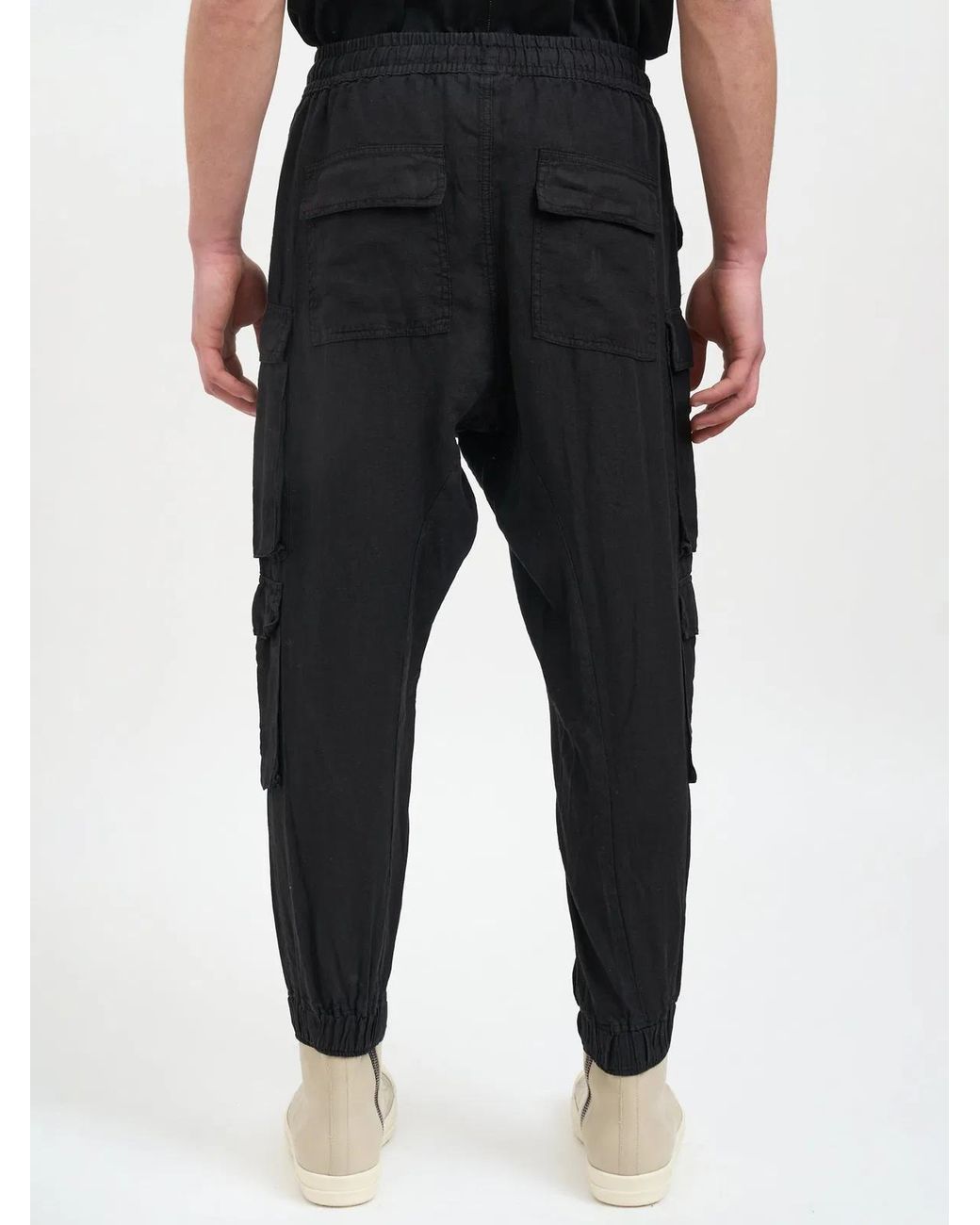 Thom Krom Black Double Cargo Linen Trousers for men