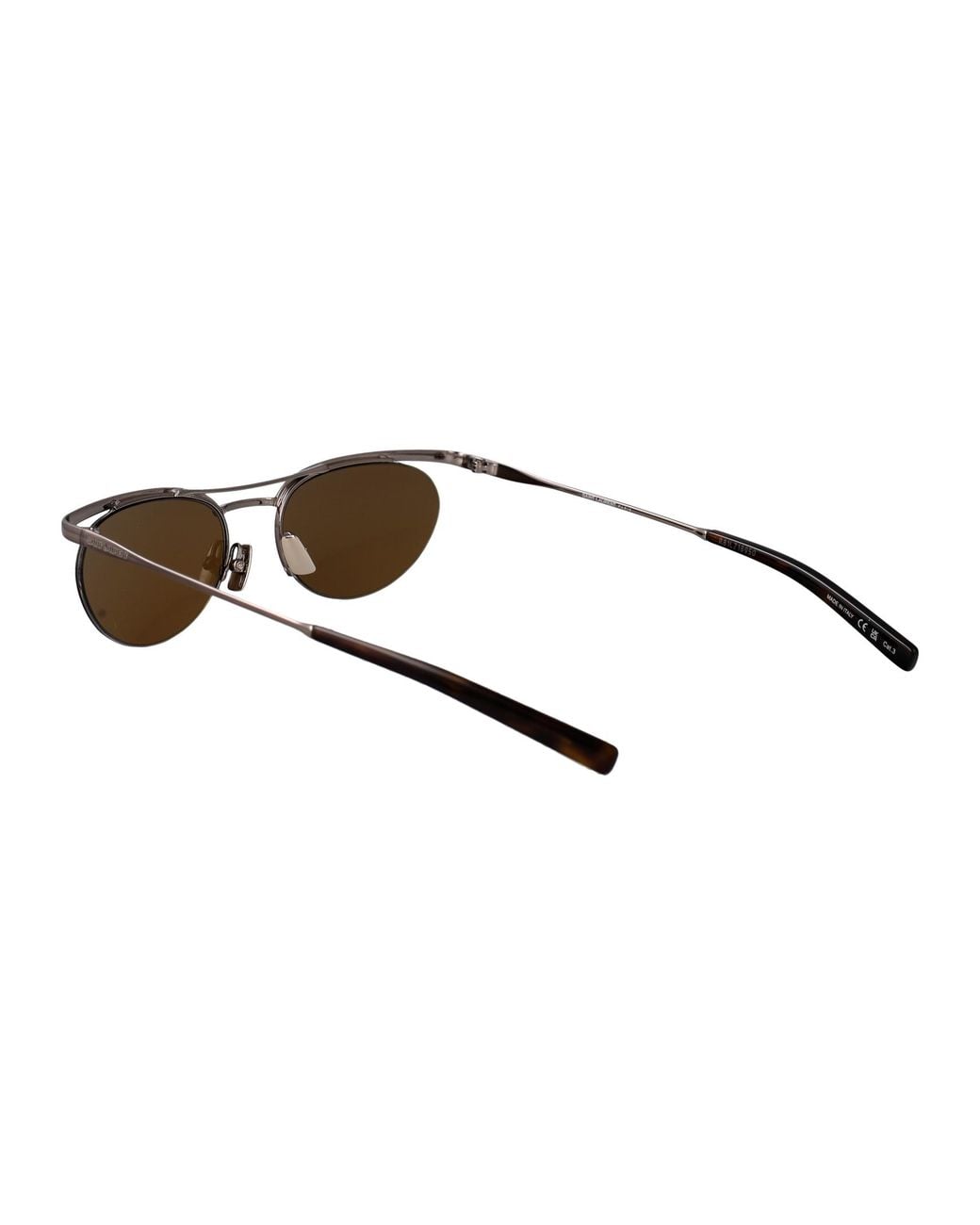 Saint Laurent Brown Ruthenium-Ruthenium- Metal Sunglasses