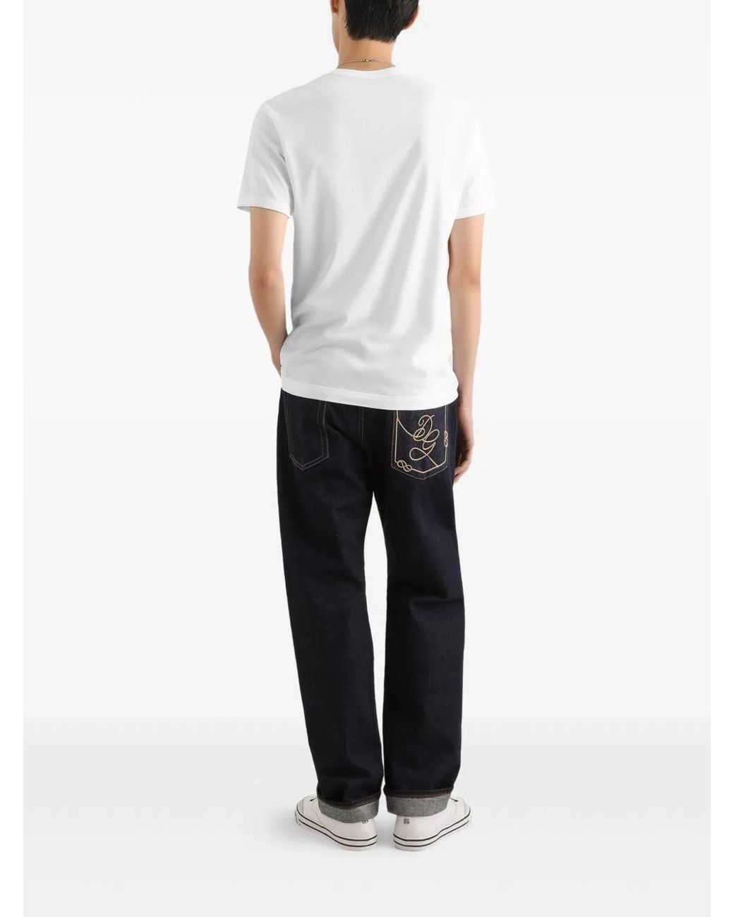Dolce & Gabbana White Logo Crew Neck T-Shirt for men