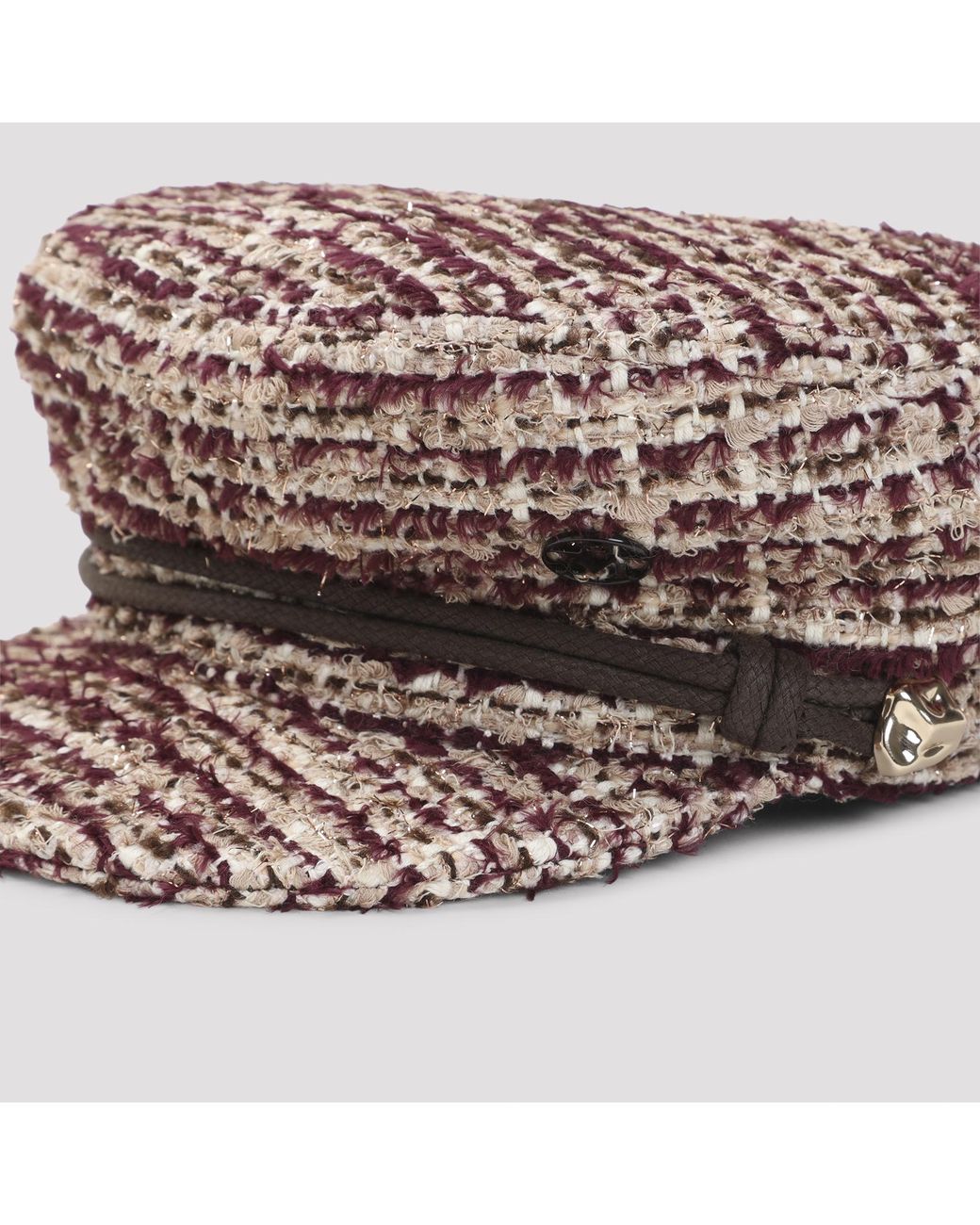 Maison Michel White Burgundy New Abby Tweed Hat