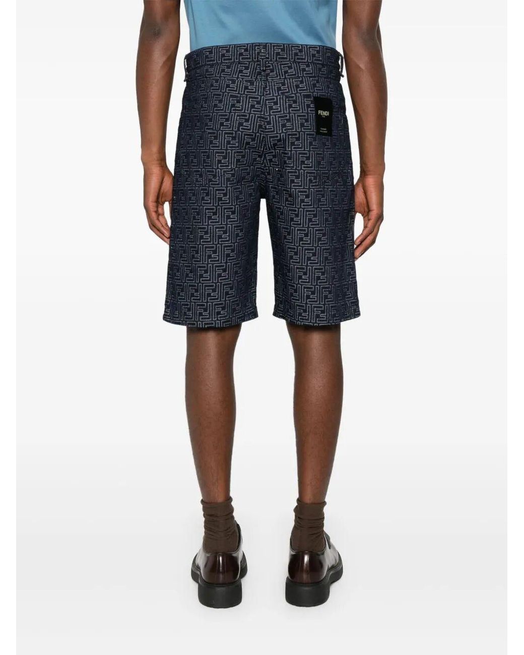 Fendi Gray Cotton Bermuda Shorts for men