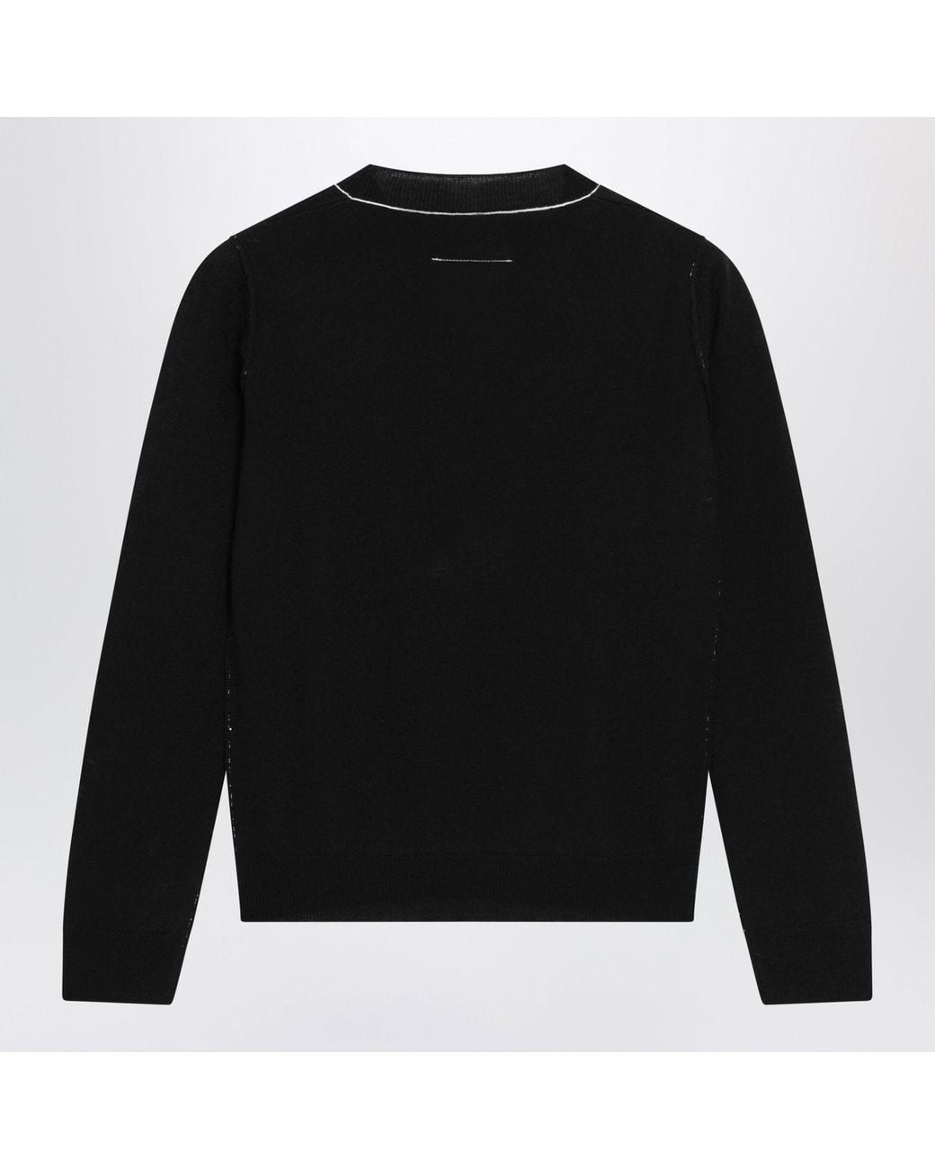 MM6 by Maison Margiela Black Wool-Blend T-Shirt With Contrast Details