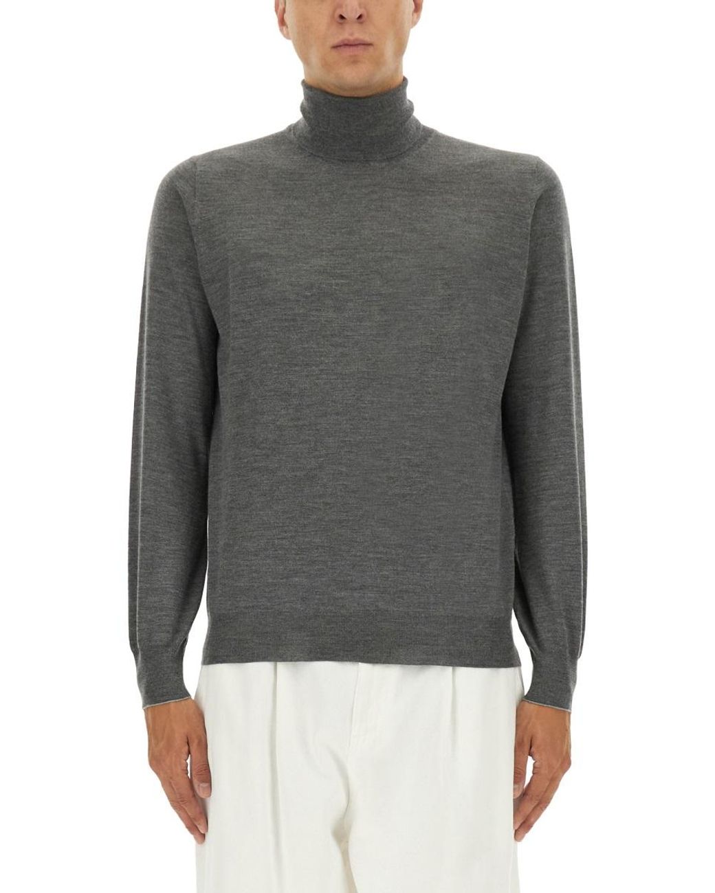 Brunello Cucinelli Gray Turtleneck Shirt for men