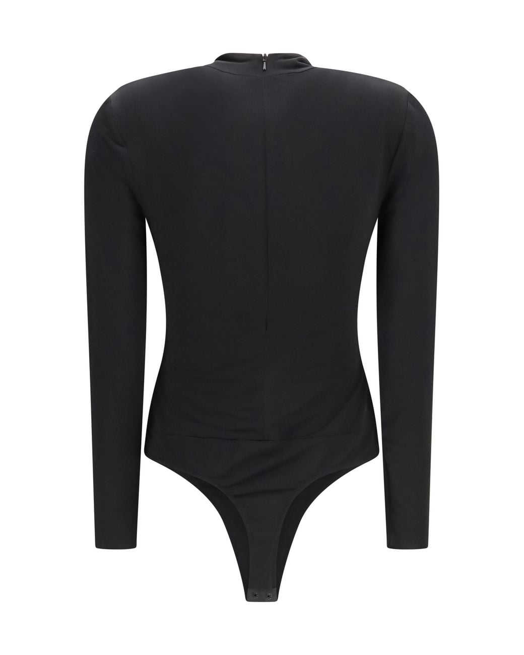 Nissa Black Long-Sleeve Bodysuit With Twist Detail