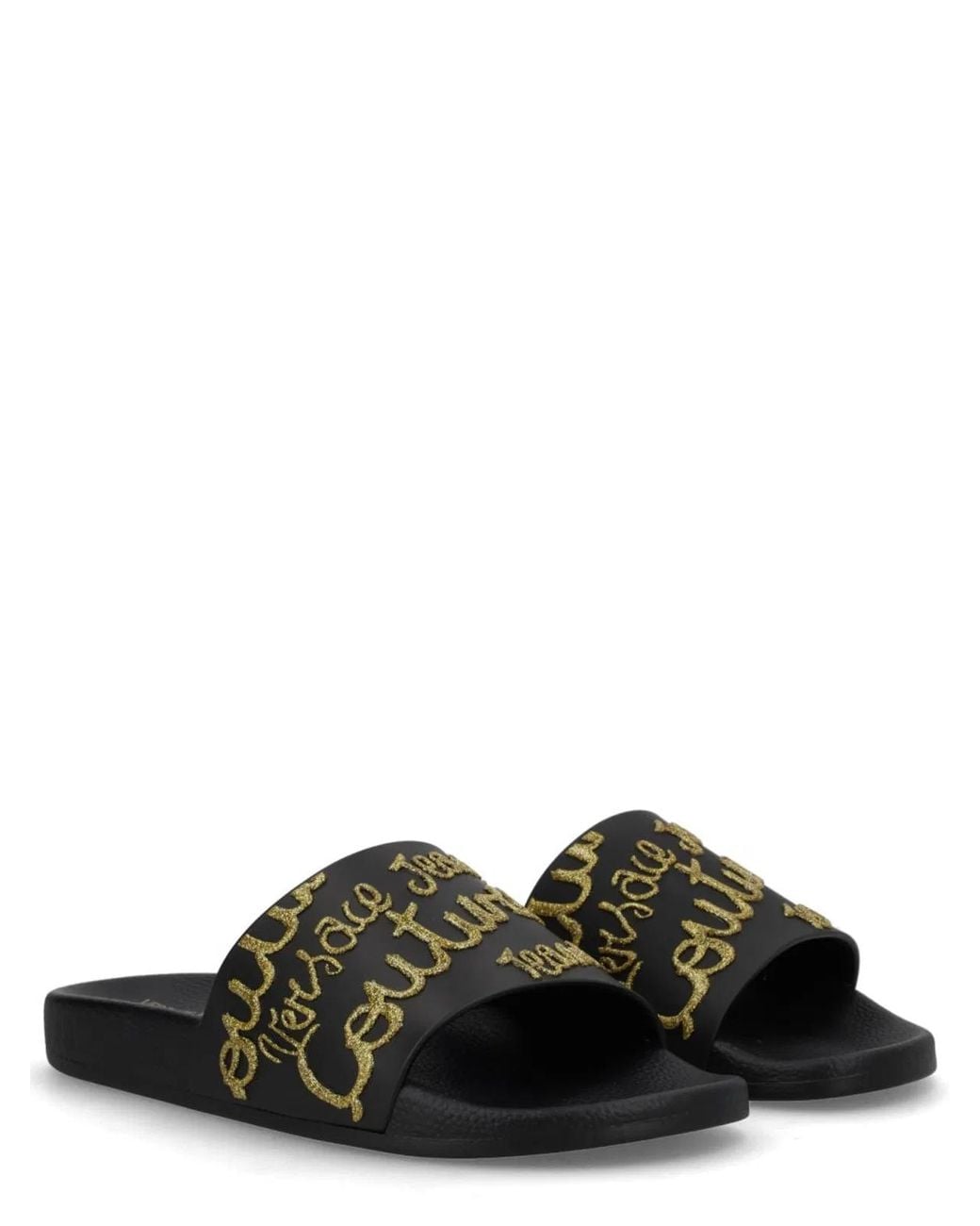 Versace Jeans Couture Black Elastane Flat