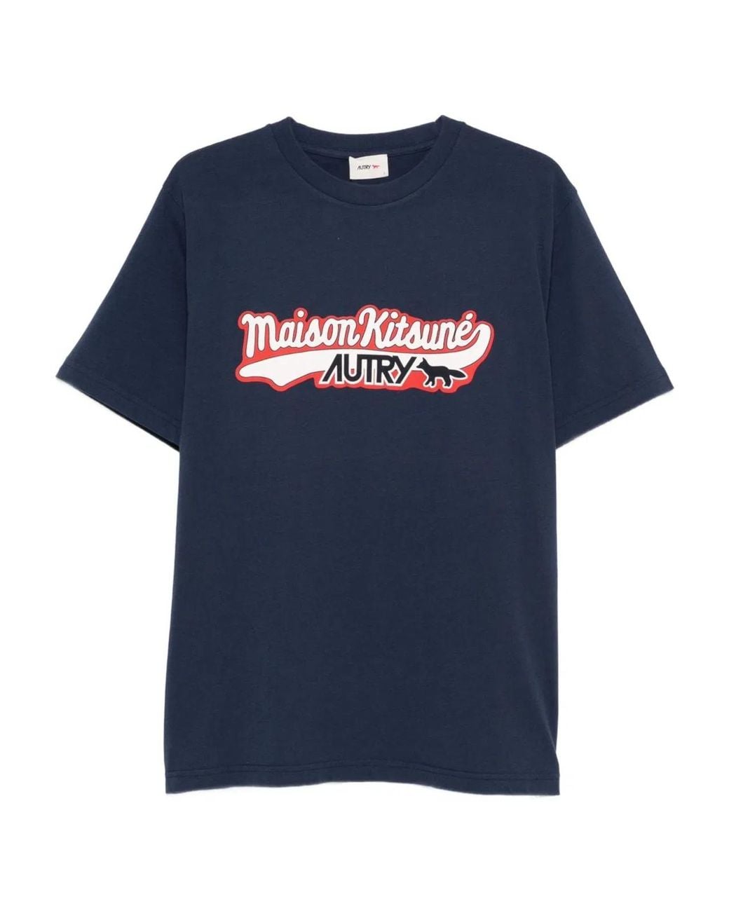 Maison Kitsuné Blue Maison Kitsuné Logo Cotton T-Shirt for men