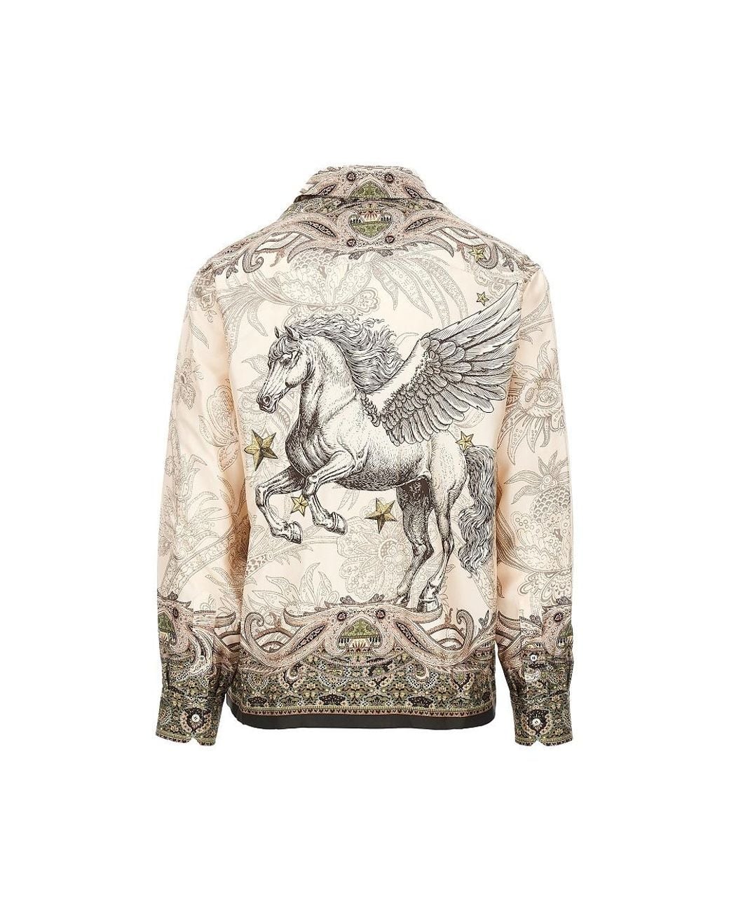 Etro Natural Printed Silk Shirt for men