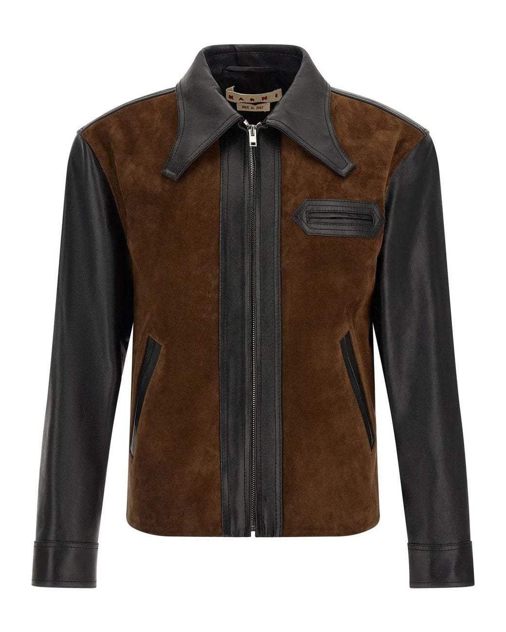 Marni Brown Leather Jacket for men