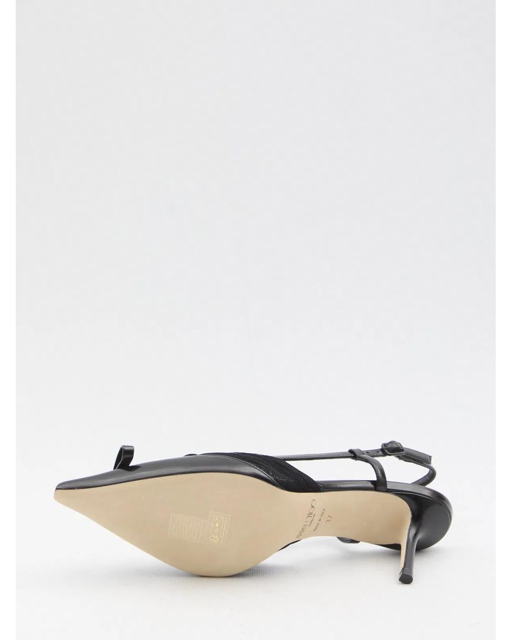 Jimmy Choo Black Afia Mesh Slingback Pumps