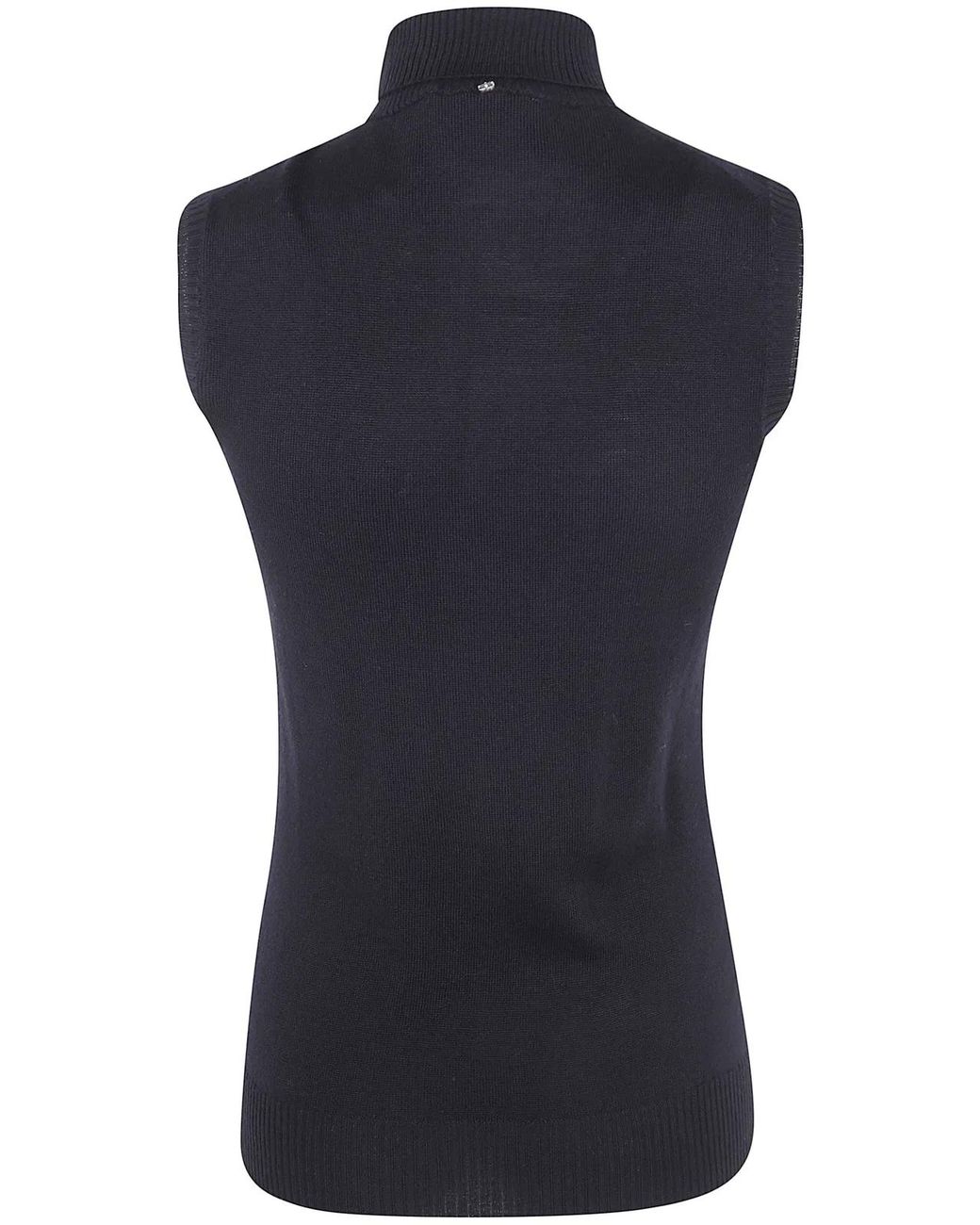 Max Mara Black "Spx Eschimo" Turtleneck Sleevesless Sweater