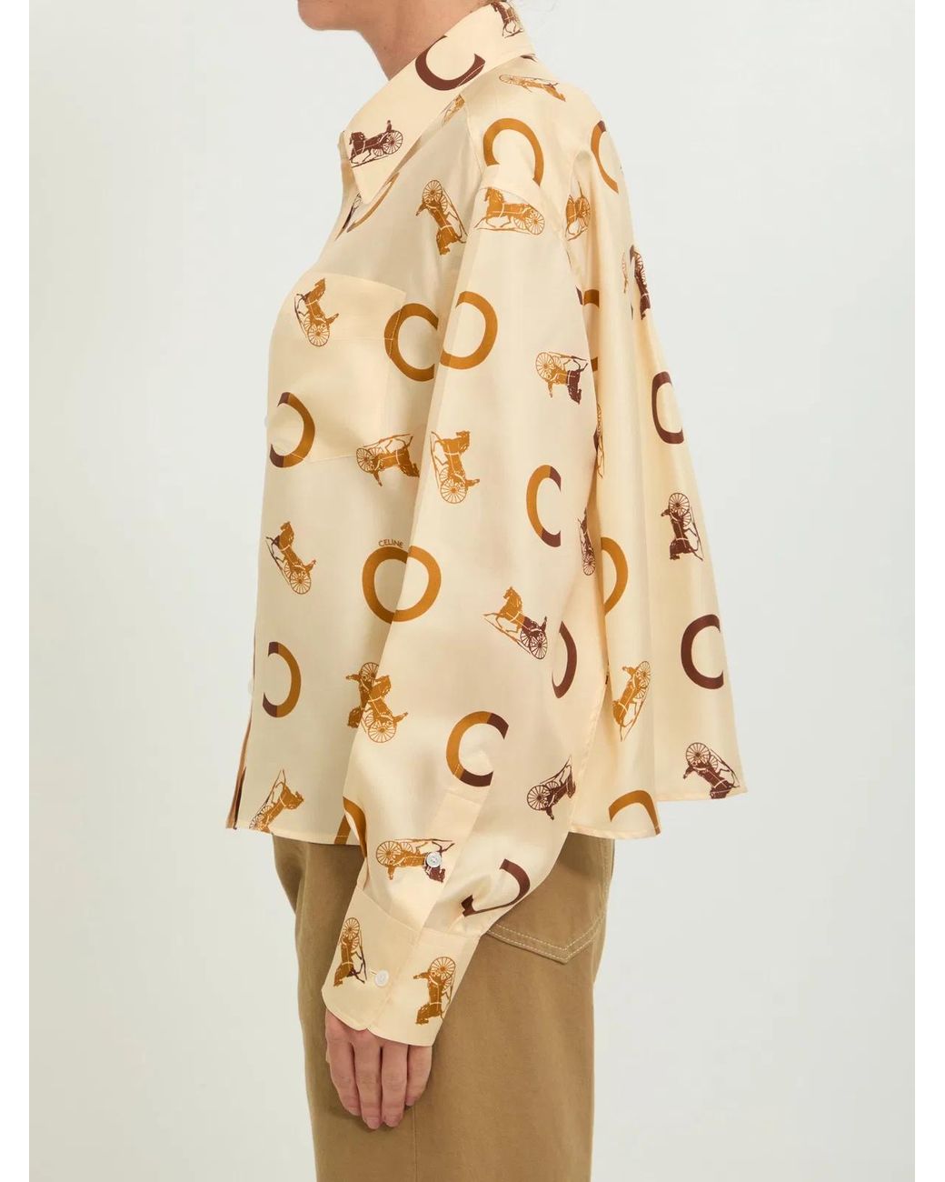 Céline Natural Cropped Printed Shirt