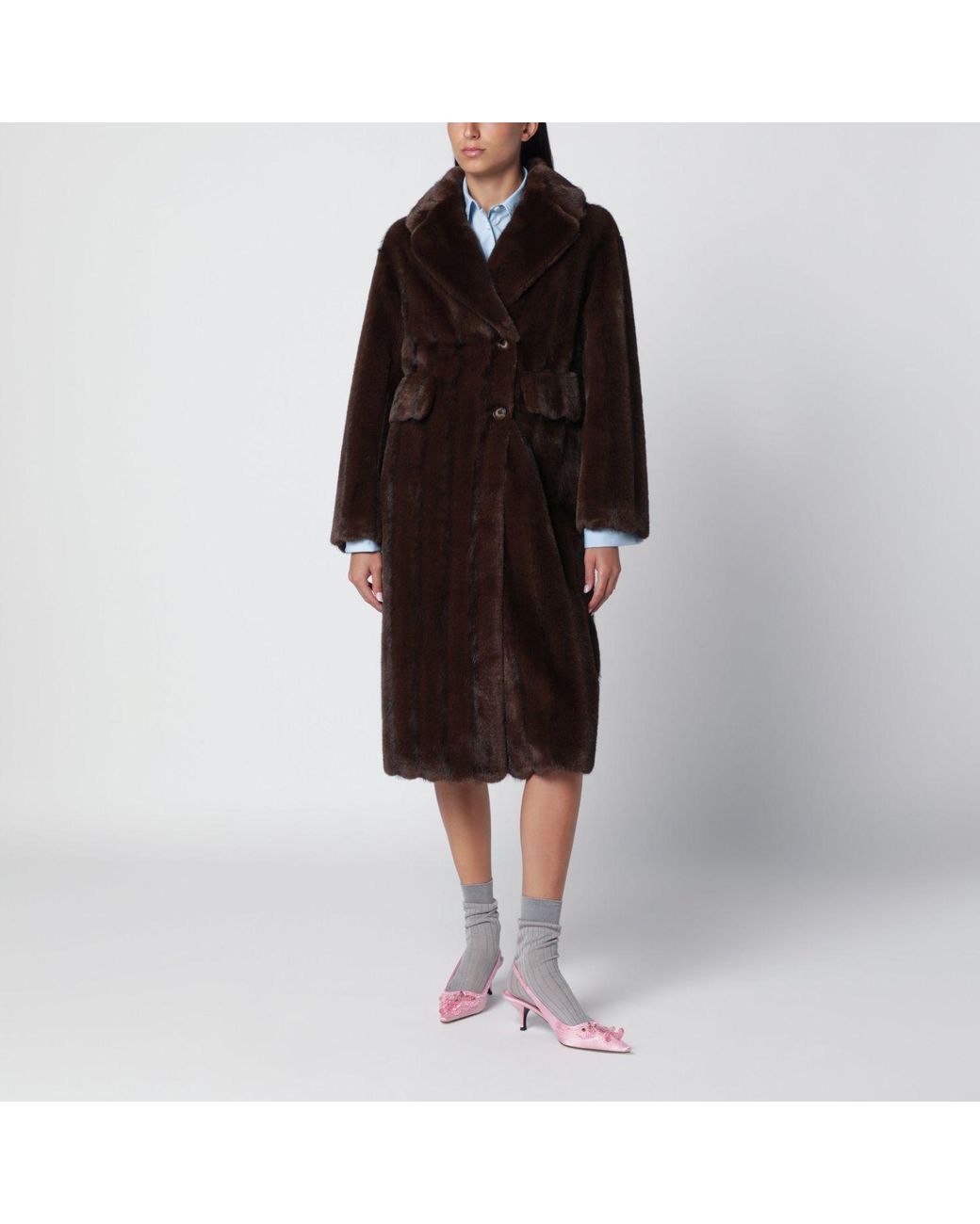 SWD by S.w.o.r.d. Black Dark Faux Fur Coat