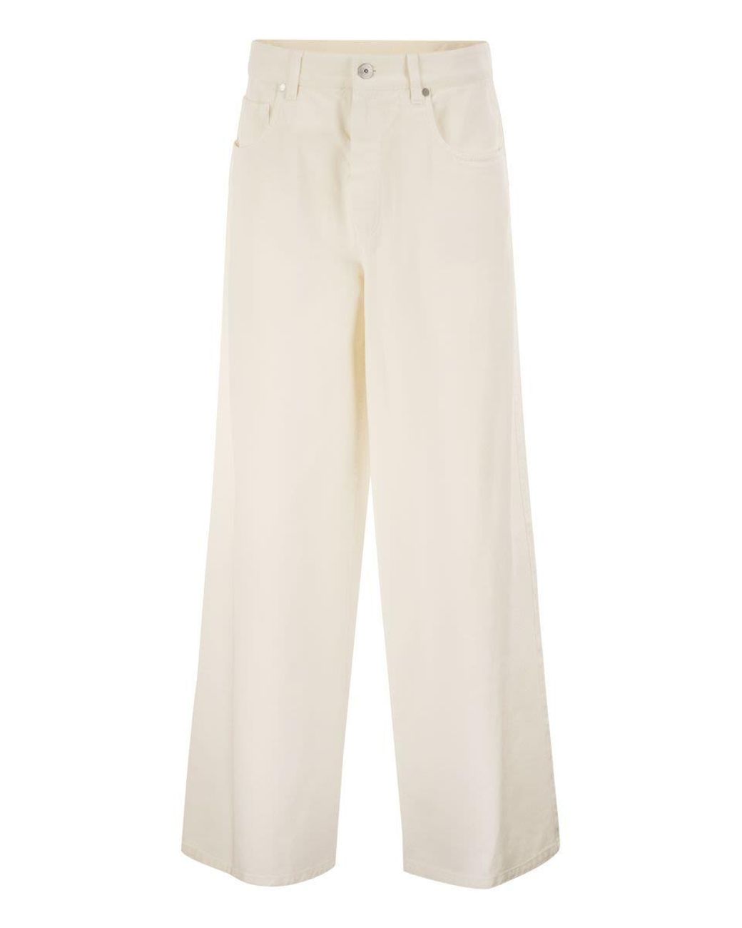 Brunello Cucinelli White High-Rise Palazzo Jeans
