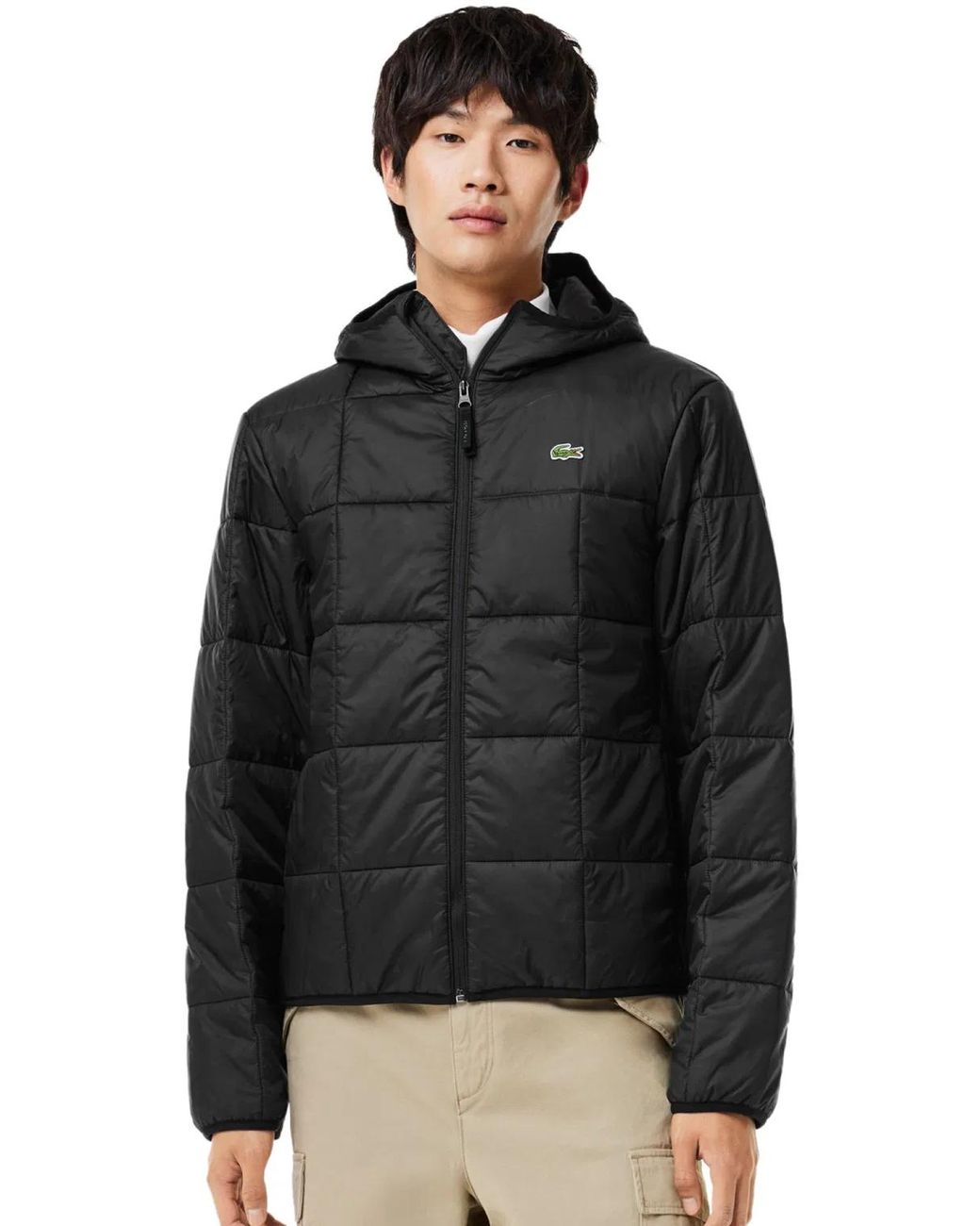 Lacoste Black Logo Waterproof Puffer Jacket for men