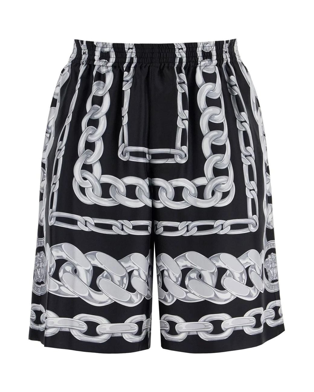 Versace Black Silk Bermuda Shorts for men