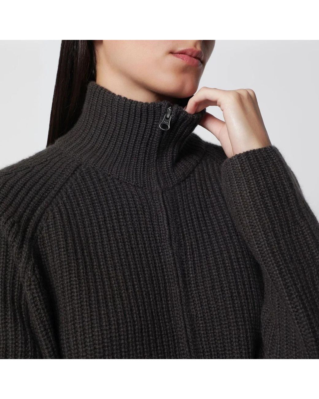 Lisa Yang Black Dark Sadie Zipup Cashmere Cardigan