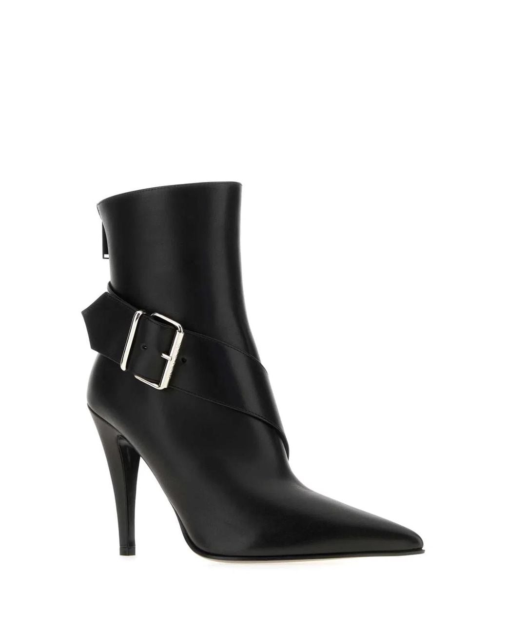 McQueen Black Leather Ankle Boots