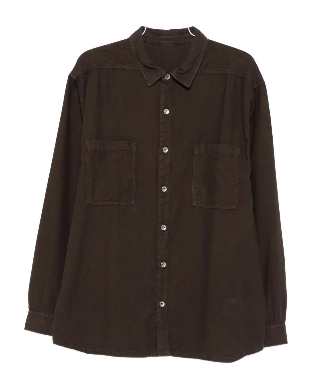 Rick Owens Brown Utility-Driven Cotton Shirt With Chest Pockets for men