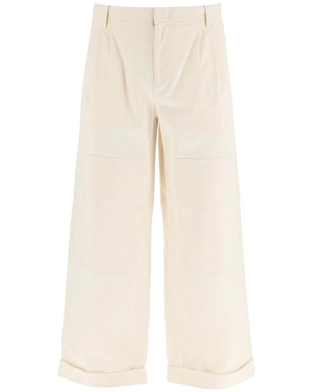 Etro Natural Melange Ivory Stretch Cotton Wide-Leg Pant for men