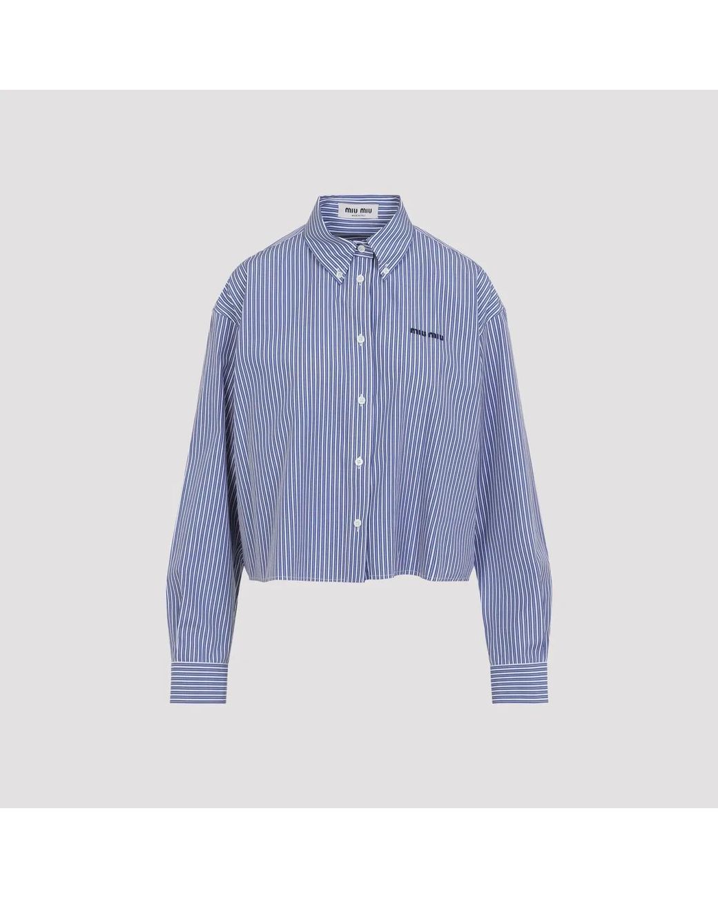 Miu Miu Blue Micro Pinstripe Poplin Shirt