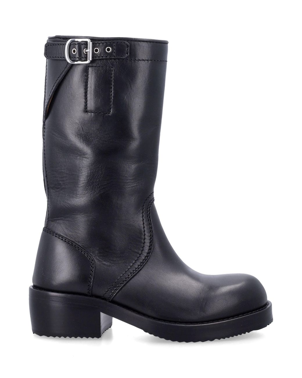 Dries Van Noten Blue Leather Buckle Ankle Boots for men