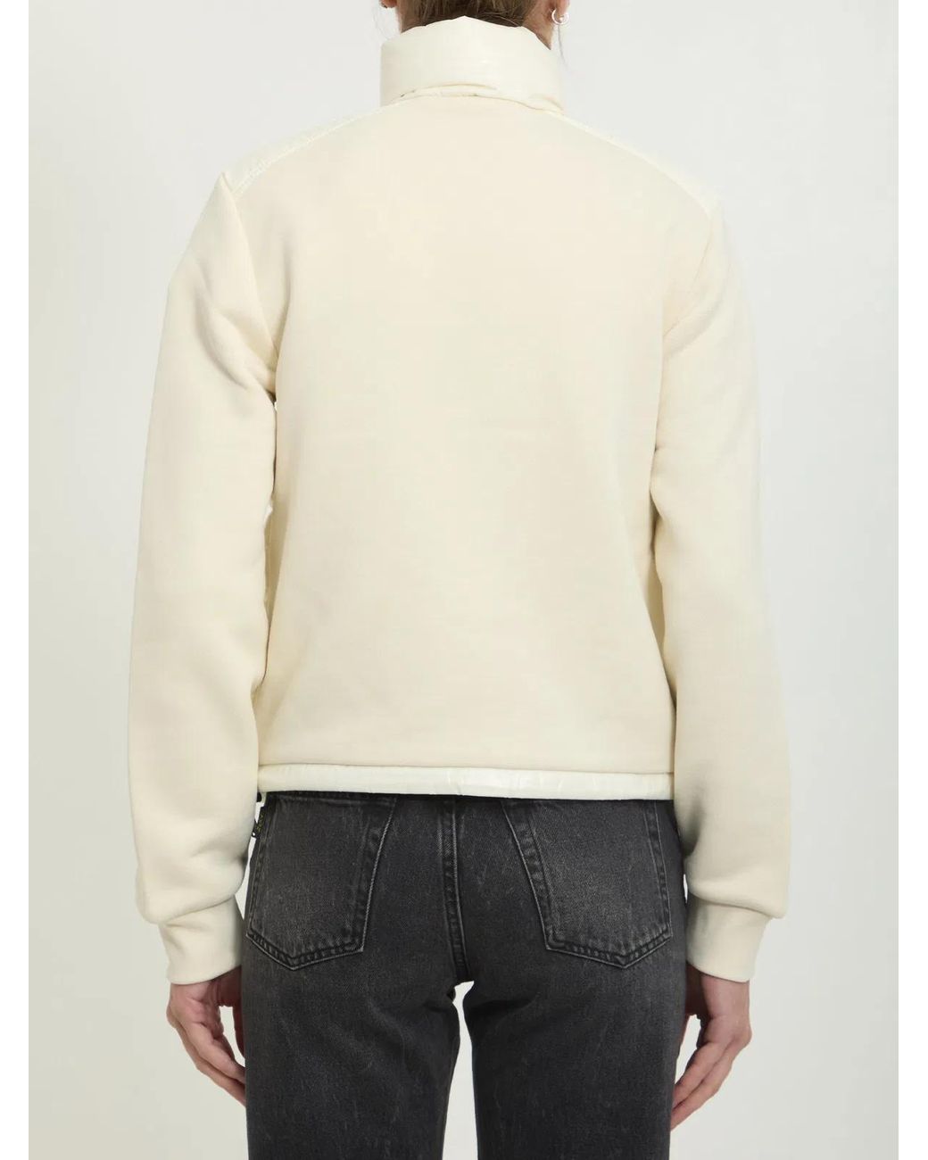 Moncler Natural Wool And Nylon Padded Cardigan