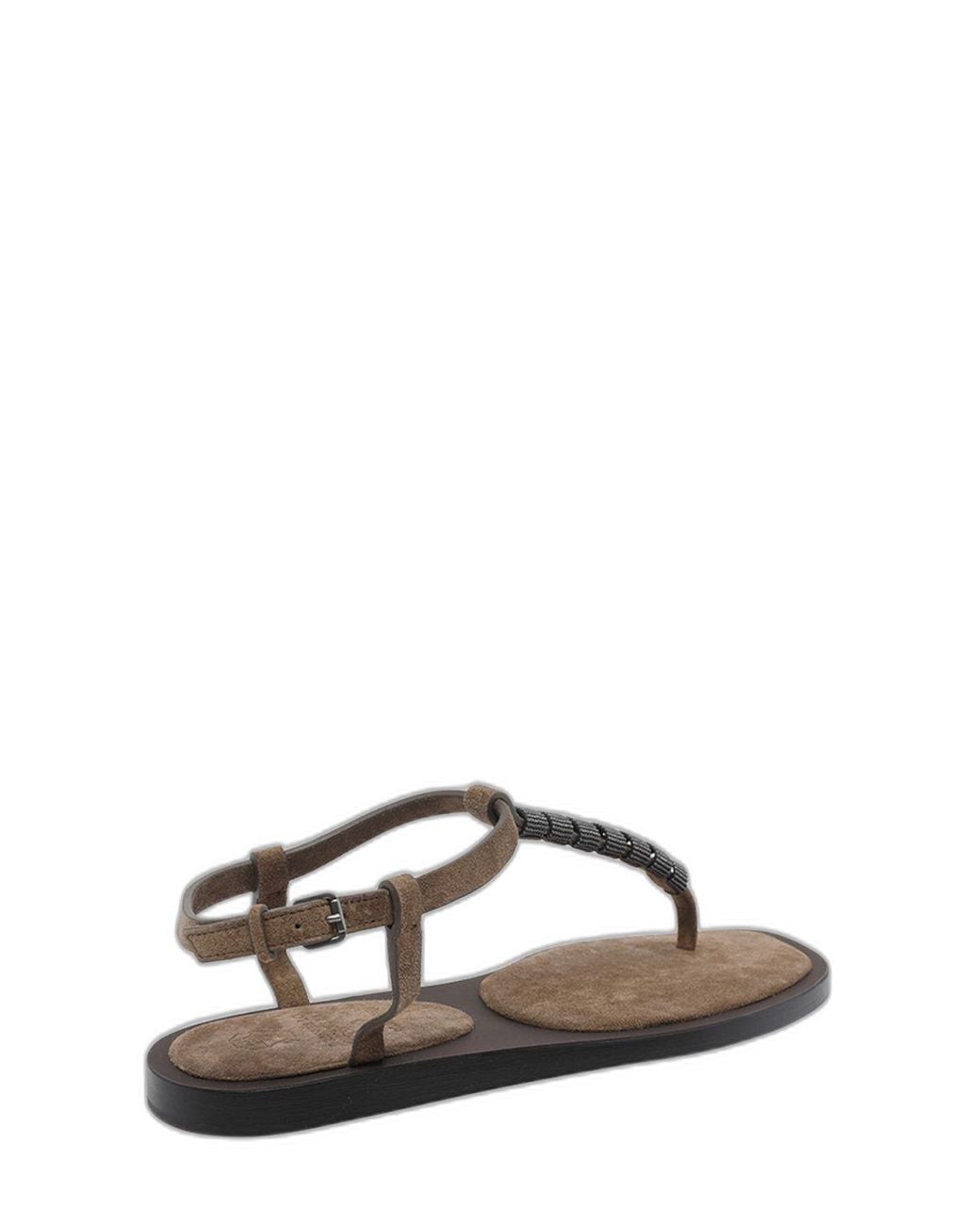 Brunello Cucinelli Brown Embellished Sandals