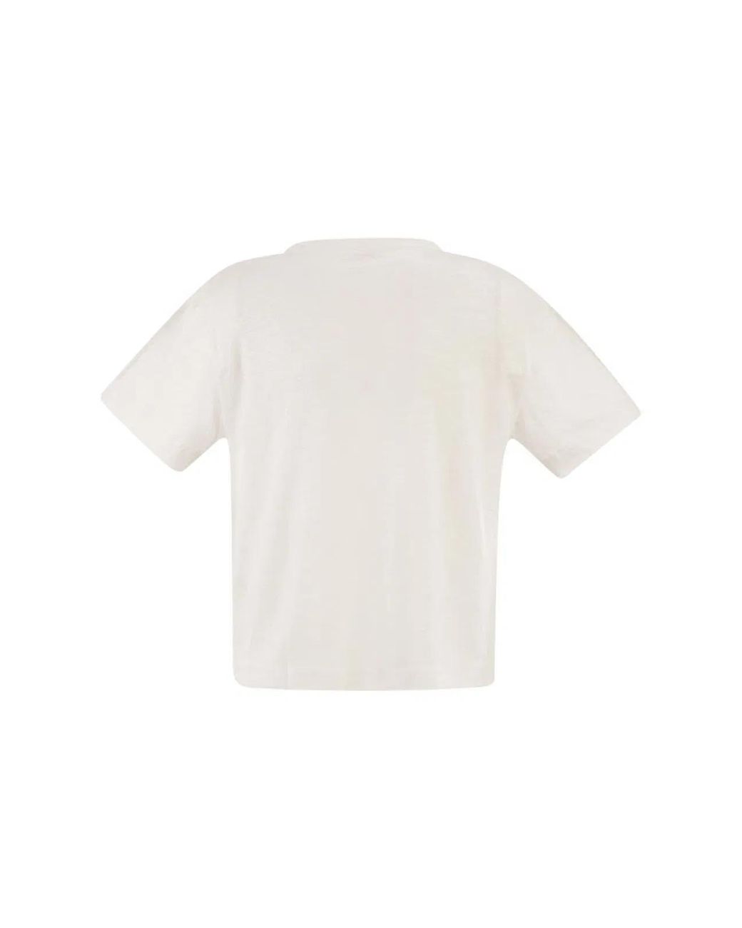 Majestic White Stretch Linen T-Shirt With V-Neck