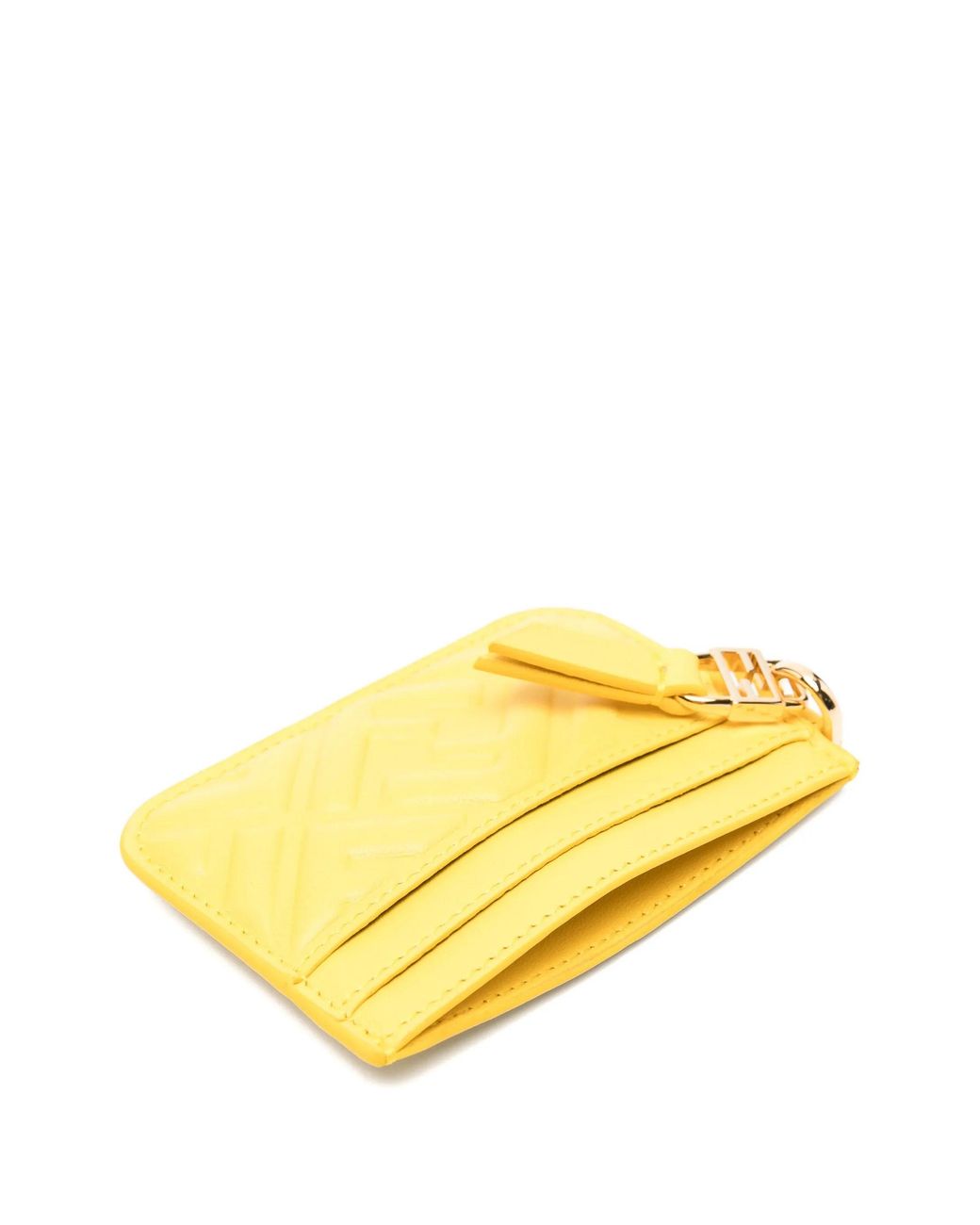 Fendi Yellow Nappa Leather Baguette Card Case With Ff Motif