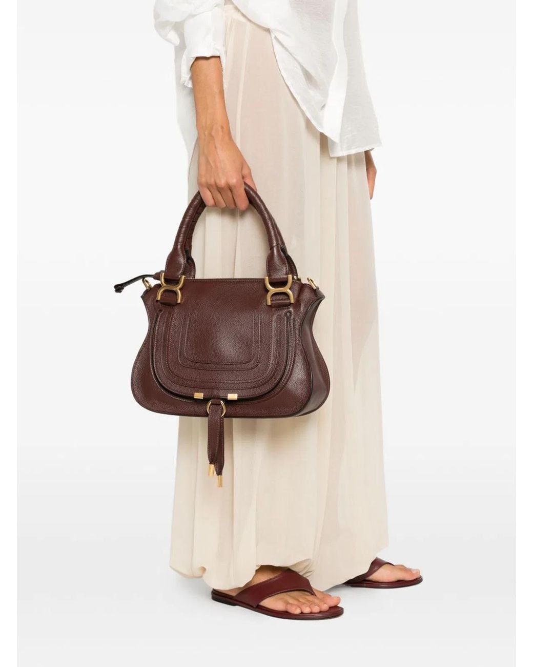 Chloé Brown Small Marcie Tote Bag