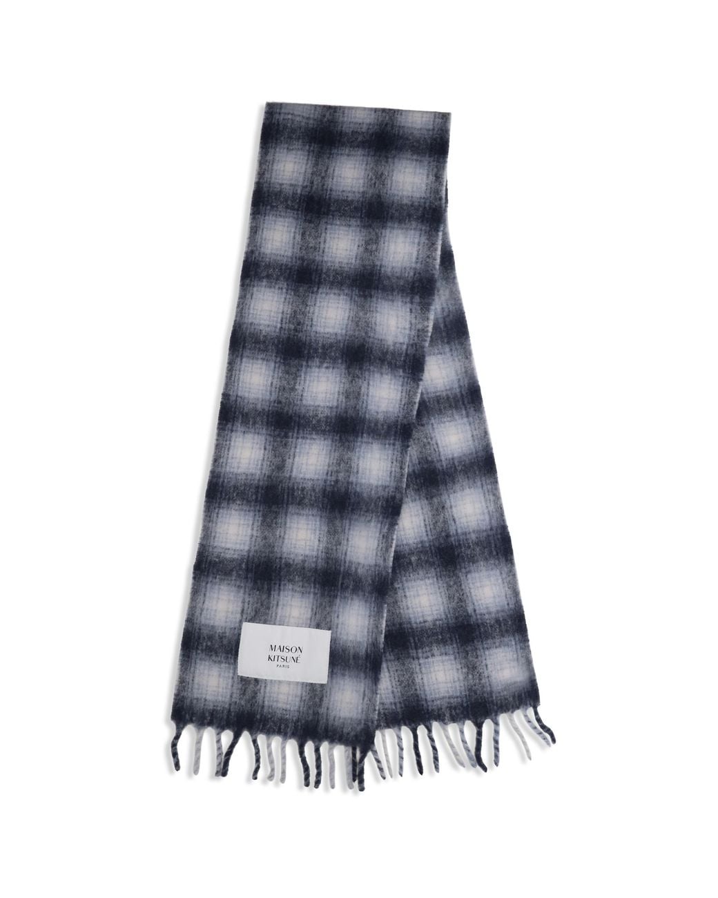 Maison Kitsuné Blue Maison Kitsuné Checked Alpaca Scarf