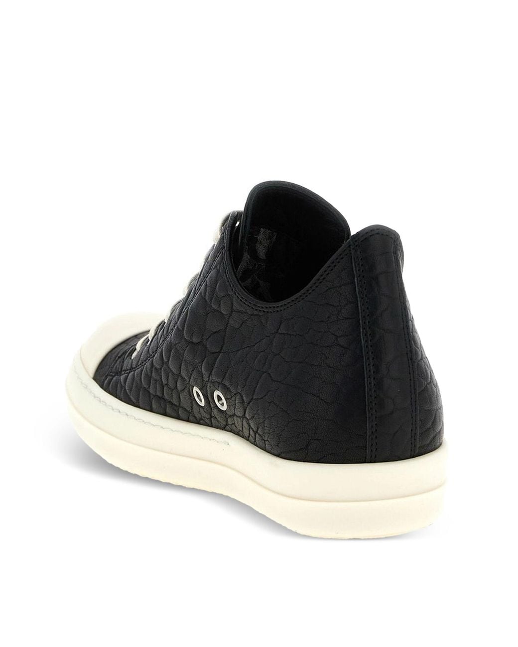 Rick Owens Black Textured Leather Sneakers for men