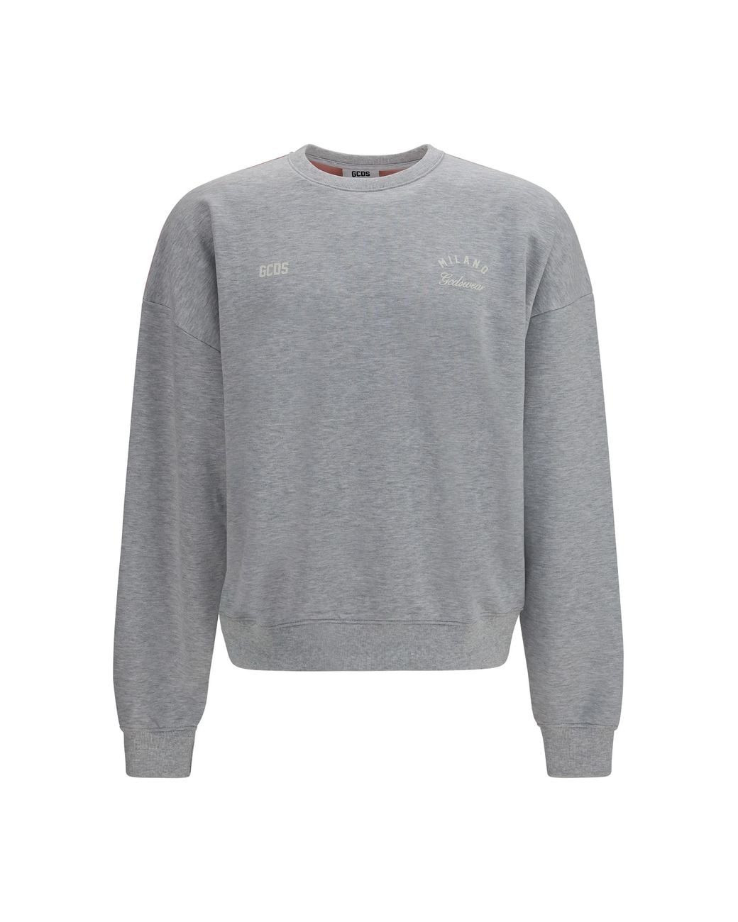 Gcds Gray Crewneck Sweatshirt With Back Logo for men