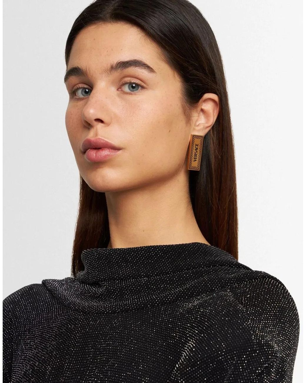 Versace Metallic 90S Logo Earrings