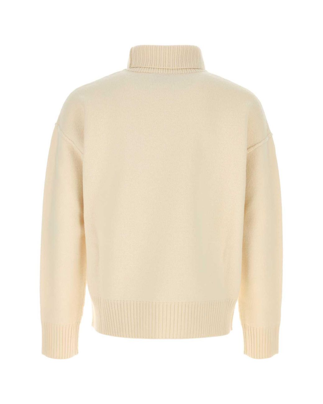 AMI White Embroidered Sweater for men