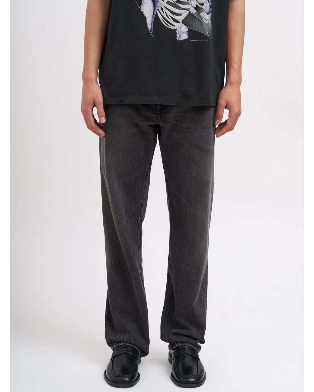 Our Legacy Black First Cut Pants Graphite Wave Selvedge for men