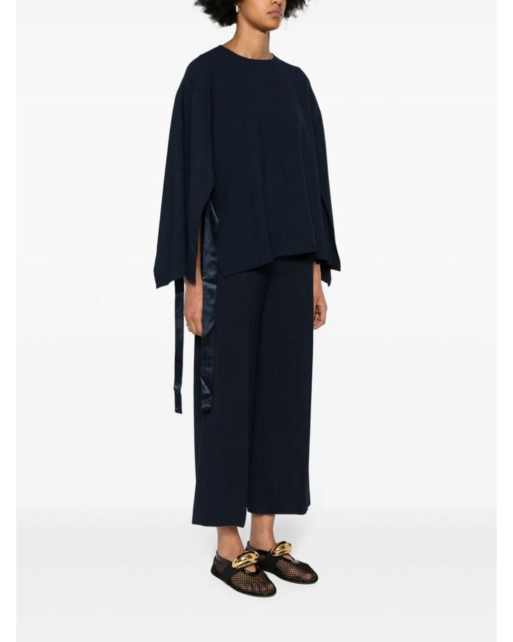Erika Cavallini Semi Couture Black Cady Texture Blouse