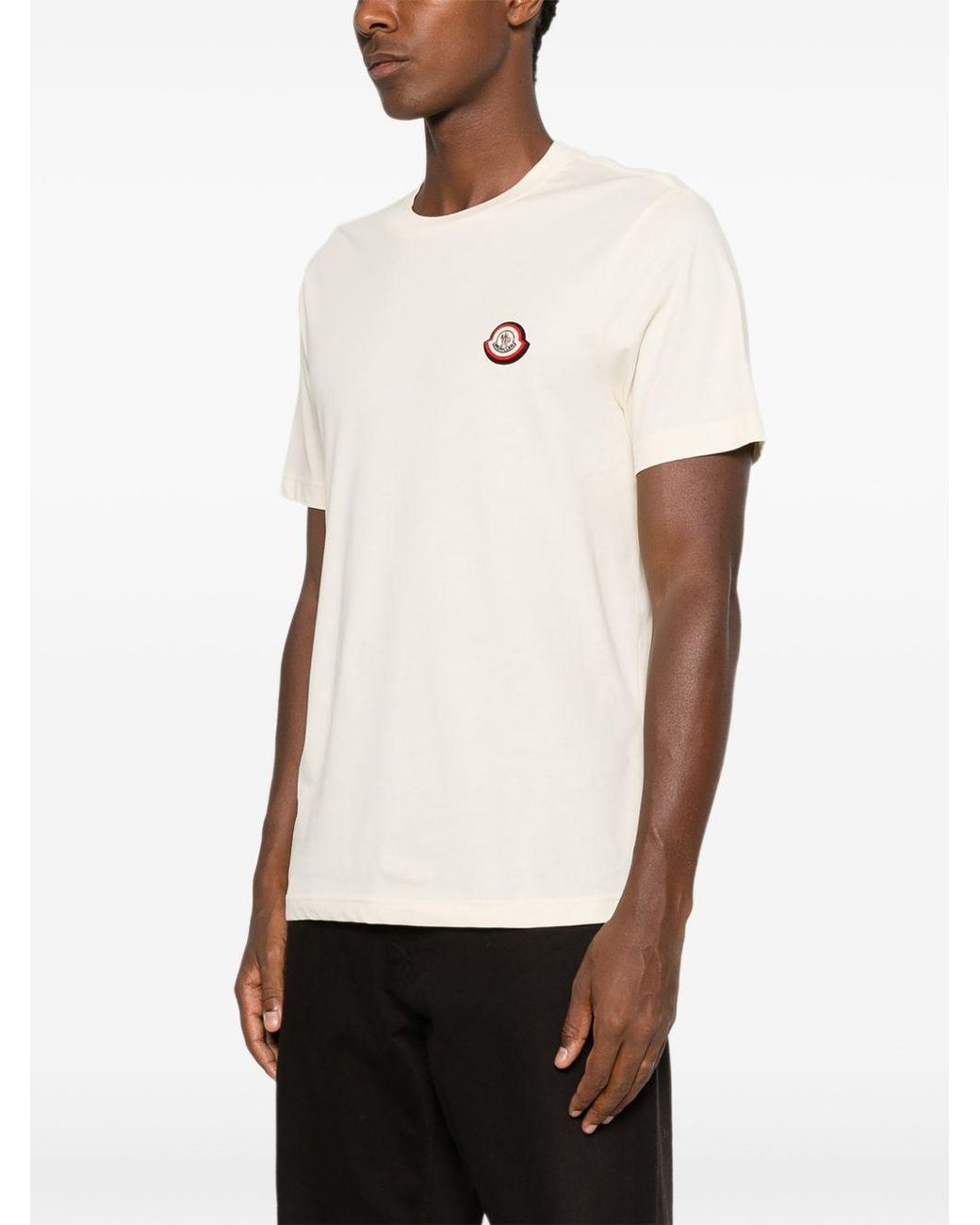 Moncler White Logo Patch Crewneck T-Shirt for men