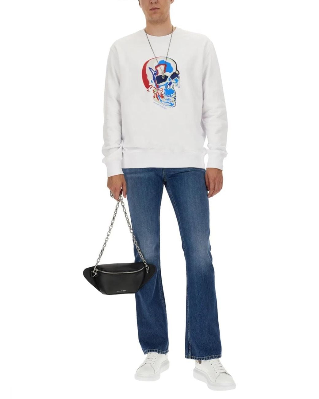 McQueen White Skull Sweatshirt for men