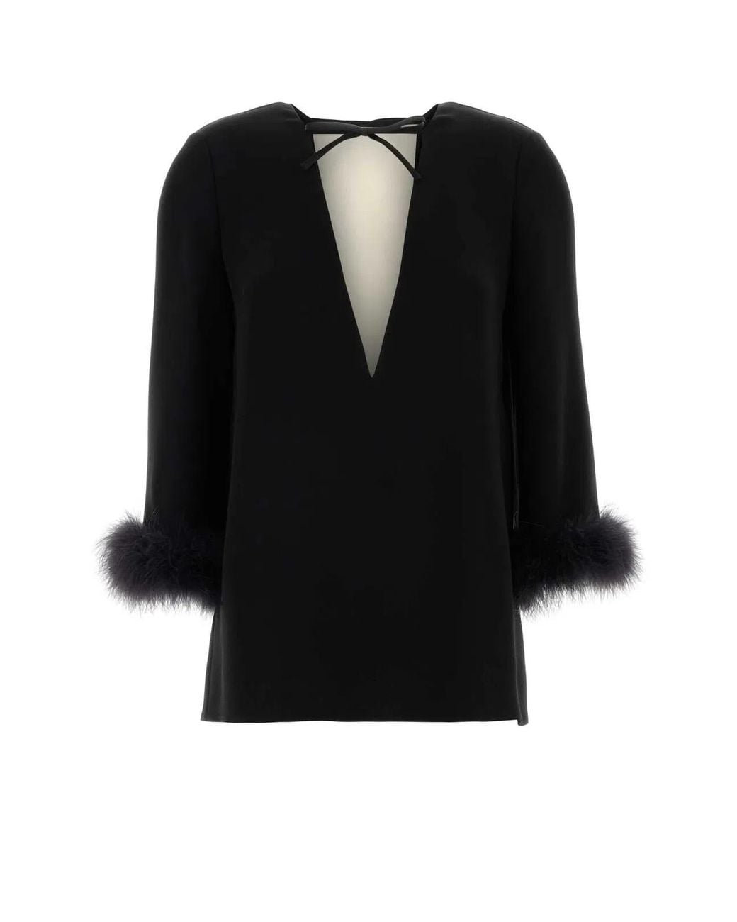 Valentino Garavani Black Top With Feathers