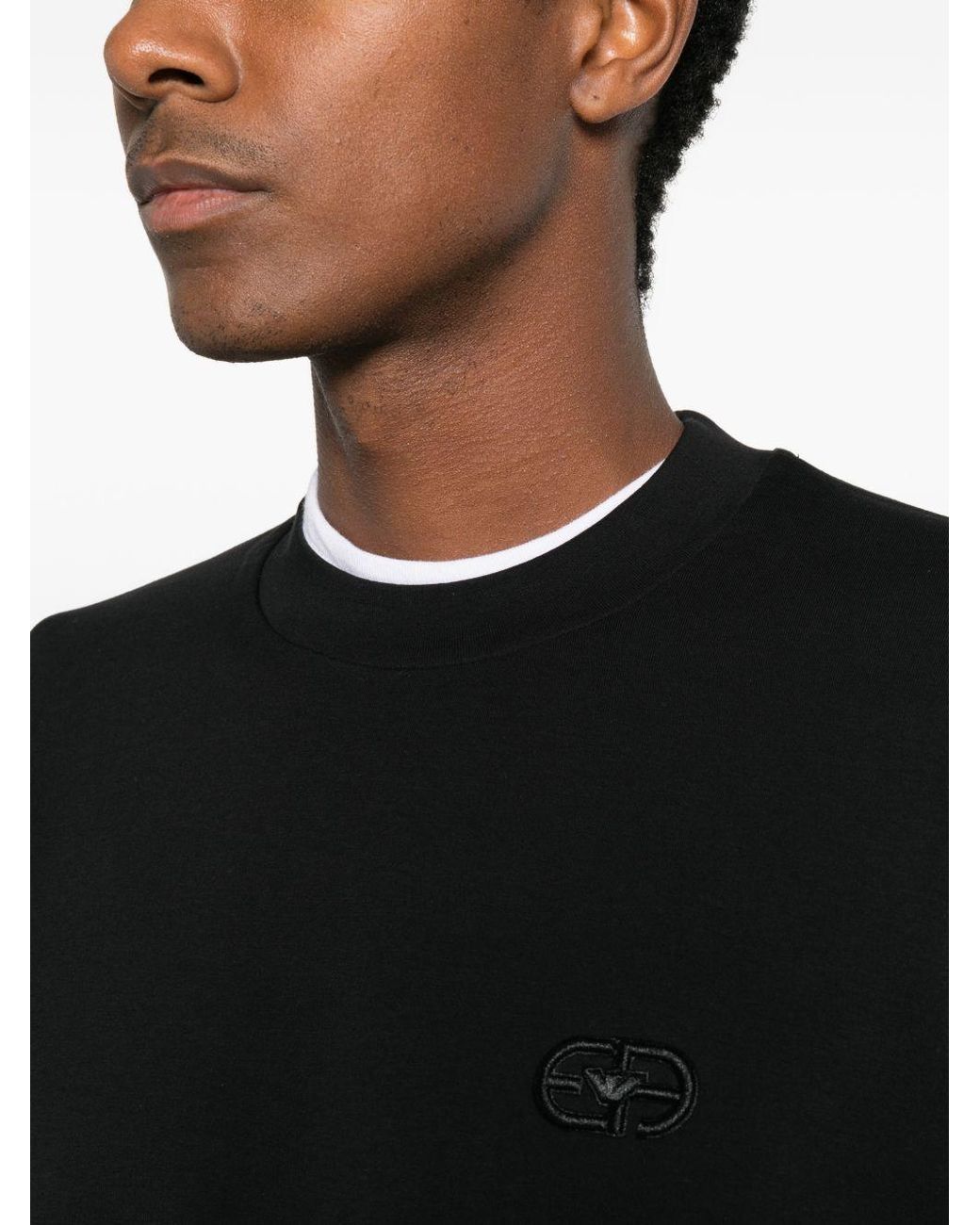 Emporio Armani Black Logo Cotton Sweatshirt for men