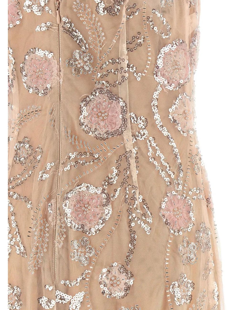 Self-Portrait Natural Self Portrait Flower Sequin Embellished Midi' Dress
