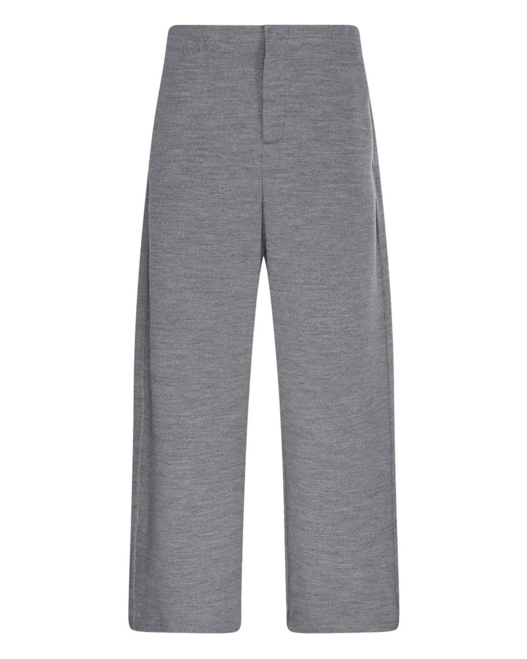 Max Mara Gray Wool And Cotton Trousers